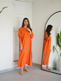 Oversized Linen Shirt Dress in Orange SAK ATELIER