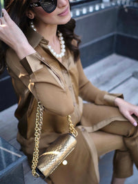 Gold Satin Slip Shirt SAK ATELIER